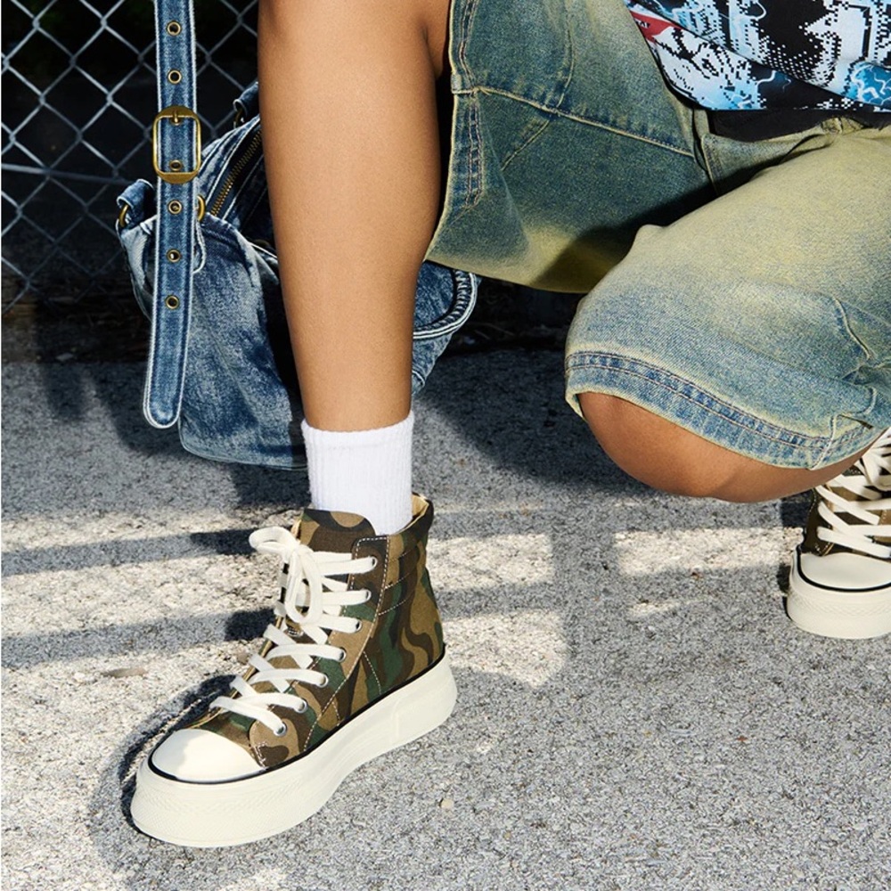 Camouflage High-Top Sneakers